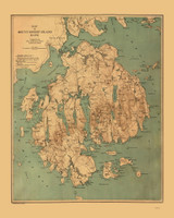 Mount Desert Island, Maine Old Map Reprint Rand 1893 - Cities Other