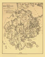 Mount Desert Island, Maine Old Map Reprint Sherman 1911 - Cities Other