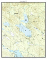 Sunset Lake 1987 - Custom USGS Old Topo Map - New Hampshire - Lake Winnipesaukee Area