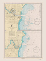 Manitowoc and Sheboygan 1944 Lake Michigan Harbor Chart Reprint Great Lakes 7 - 735