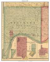 Delaware, Kansas 1887 Old Town Map Custom Print - Wyandotte Co.
