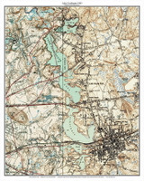 Lake Cochituate 1943 - Custom USGS Old Topo Map - Massachusetts 7x7 Custom - Lakes Not Quabbin