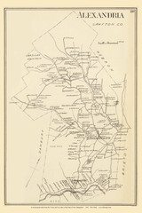 Aleandria Town, New Hampshire 1892 Old Town Map Reprint - Hurd State Atlas Grafton