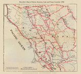 Bicyclist Map of Marin, Sonoma, Lake and Napa Counties, California 1896 - Old Map Reprint CA Regional