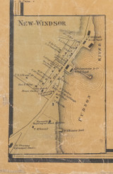 New Windsor Village, New York 1859 Old Town Map Custom Print with Homeowner Names - Orange Co.