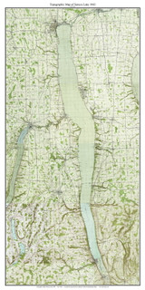 Seneca Lake 1943 - Custom USGS Old Topo Map - New York - Finger Lakes