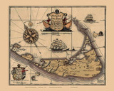 Nantucket 1921 Historical Map - Color - Austin Stevens - Old Map Reprint 1-Town