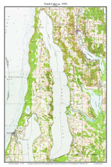 Torch Lake 1954 - Custom USGS Old Topo Map - Michigan 2