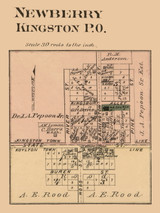 Newberry Village, Kingston, Michigan 1875 Old Town Map Custom Print - Tuscola Co