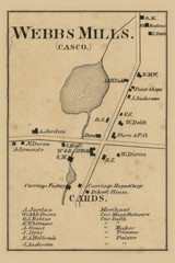Webbs Mills Village, Casco, Maine 1857 Old Town Map Custom Print - Cumberland Co.