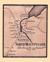 North Montpelier Village, Montpelier, Vermont 1858 Old Town Map Custom Print - Washington Co.