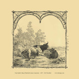 Cows Picture - Connecticut 1855 Old Town Map Custom Print - Hartford Co.
