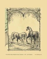 Horses Scene - Connecticut 1855 Old Town Map Custom Print - Hartford Co.