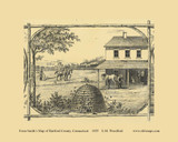 Scene with Horse and Beehive - Connecticut 1855 Old Town Map Custom Print - Hartford Co.
