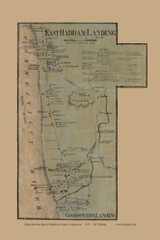 East Haddam Landing Village - East Haddam, Connecticut 1859 Middlesex Co. - Old Map Custom Print