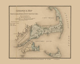 Geological Map - Barnstable Dukes and Nantucket Counties Massachusetts 1858 Old Town Map Custom Print - Barnstable Co.