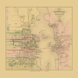 New Bedford City and Fairhaven Village Massachusetts 1852 Old Town Map Custom Print - Bristol Co.