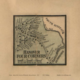Four Corners Village, Hanover, Massachusetts 1857 Old Town Map Custom Print - Plymouth Co.