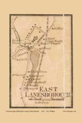 East Lanesborough Village - Lanesborough Massachusetts 1858 Old Town Map Custom Print - Berkshire Co.