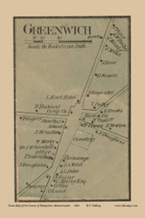Greenwich Town, Greenwich, Massachusetts 1860 Old Town Map Custom Print - Hampshire Co.