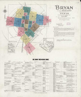 Bryan Texas 1925 - Fire Insurance Index - Old Map Reprint Bryan Texas 1925 - Fire Insurance Index - Old Map Reprint