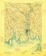 New London, CT 1893 (1909) USGS Old Topo Map Reprint 15x15 CT Quad 331106