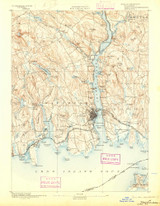 New London, CT 1893 (1903) USGS Old Topo Map Reprint 15x15 CT Quad 461320