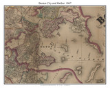 Boston City and Harbor Massachusetts 1867 Old Town Map Custom Print - Boston Vicinity - Suffolk  Co.
