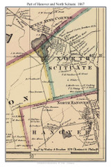 Hanover and North Scituate (partial) Massachusetts 1867 Old Town Map Custom Print - Boston Environs - Plymouth  Co.