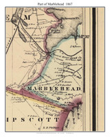 Marblehead (partial) Massachusetts 1867 Old Town Map Custom Print - Boston Environs - Essex  Co.