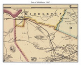 Middleton (partial) Massachusetts 1867 Old Town Map Custom Print - Boston Environs - Essex  Co.