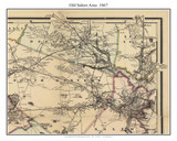 Old Salem Area (parts of Salem, Danvers, South Danvers, and Beverly) Massachusetts 1867 Old Town Map Custom Print - Boston Environs - Essex  Co.