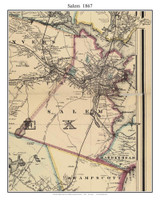 Salem Massachusetts 1867 Old Town Map Custom Print - Boston Environs - Essex  Co.
