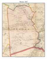 Weston Massachusetts 1867 Old Town Map Custom Print - Boston Vicinity - Middlesex  Co.
