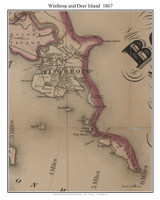 Winthrop and Deer Island Massachusetts 1867 Old Town Map Custom Print - Boston Vicinity - Suffolk  Co.