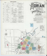 Adrian Michigan 1899 - Fire Insurance Index - Old Map Reprint