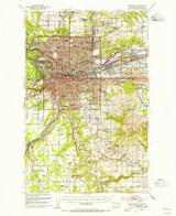 Spokane, Washington 1950 (1955) USGS Old Topo Map Reprint 15x15 WA Quad 243953