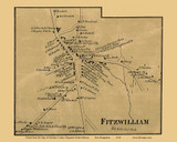Fitzwilliam Village, New Hampshire 1858 Old Town Map Custom Print - Cheshire Co. - Original Magnetic North Edition