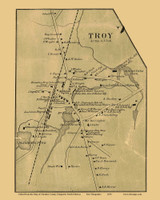 Troy Village, New Hampshire 1858 Old Town Map Custom Print - Cheshire Co. - Original Magnetic North Edition