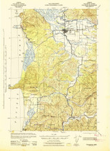 Tillamook, Oregon 1942 () USGS Old Topo Map Reprint 15x15 OR Quad 463415