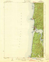Yaquina, Oregon 1942 () USGS Old Topo Map Reprint 15x15 OR Quad 283032