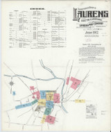 Laurens South Carolina 1912 - Fire Insurance Index - Old Map Reprint