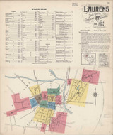 Laurens South Carolina 1922 - Fire Insurance Index - Old Map Reprint