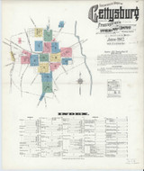 Gettysburg Pennsylvania 1912 - Fire Insurance Index - Old Map Reprint