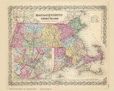 Massachusetts and Rhode Island - 1856 Colton World Atlas