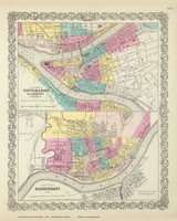 Pittsburgh-Allegheny, PA and Cincinatti, OH - 1856 Colton World Atlas