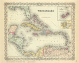 West Indies - 1856 Colton World Atlas