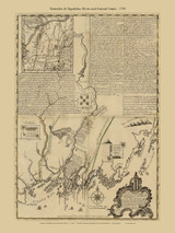 Kennebec & Sagadahoc Rivers and Ancient Grants 1754 - Old Map Reprint - Maine Coastline