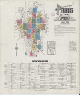 Paris Illinois 1916 - Fire Insurance Index - Old Map Reprint