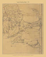 Cape Cod & Islands 1795 Carleton - Old Map Custom Print